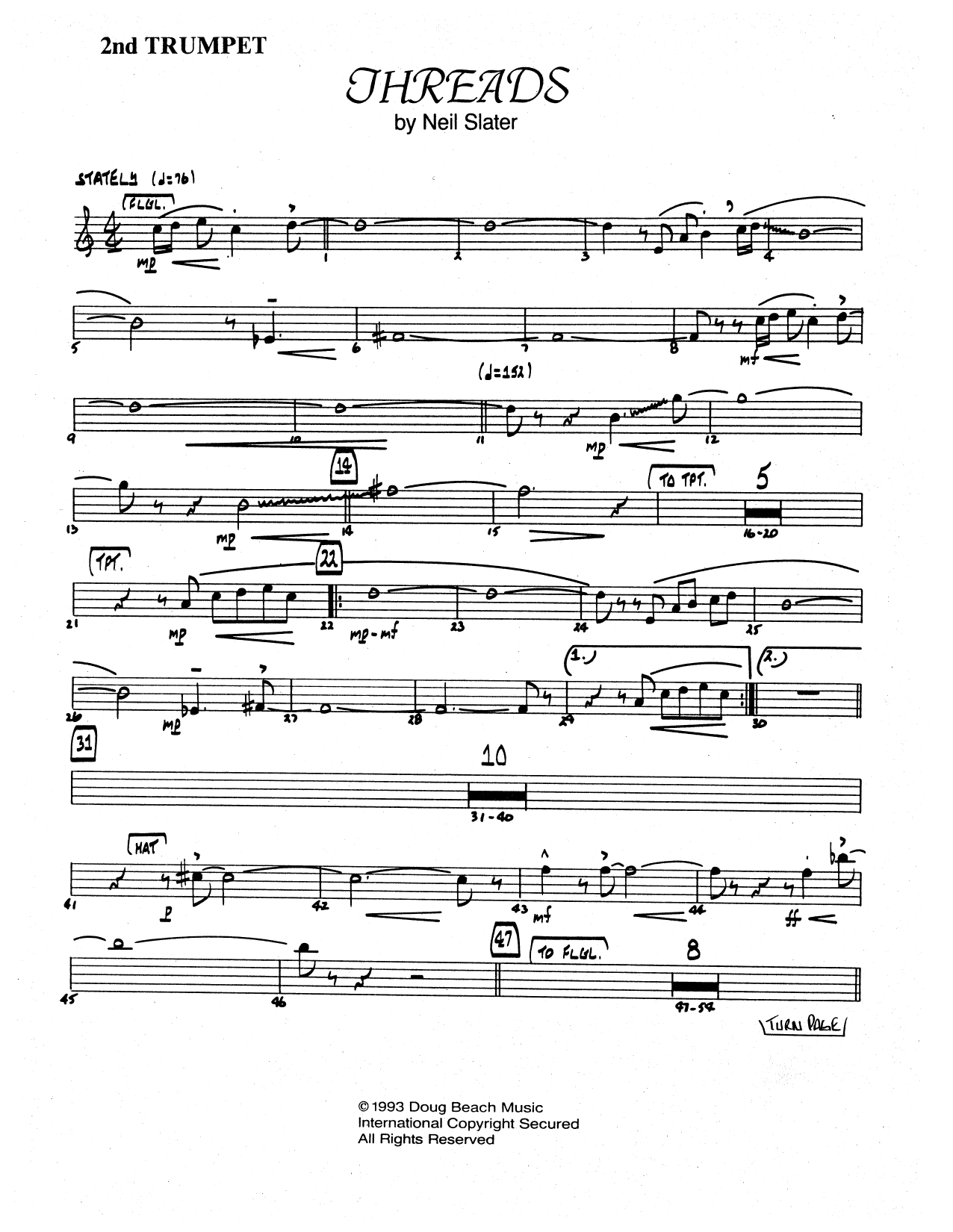 Download Neil Slater Threads - 2nd Bb Trumpet Sheet Music