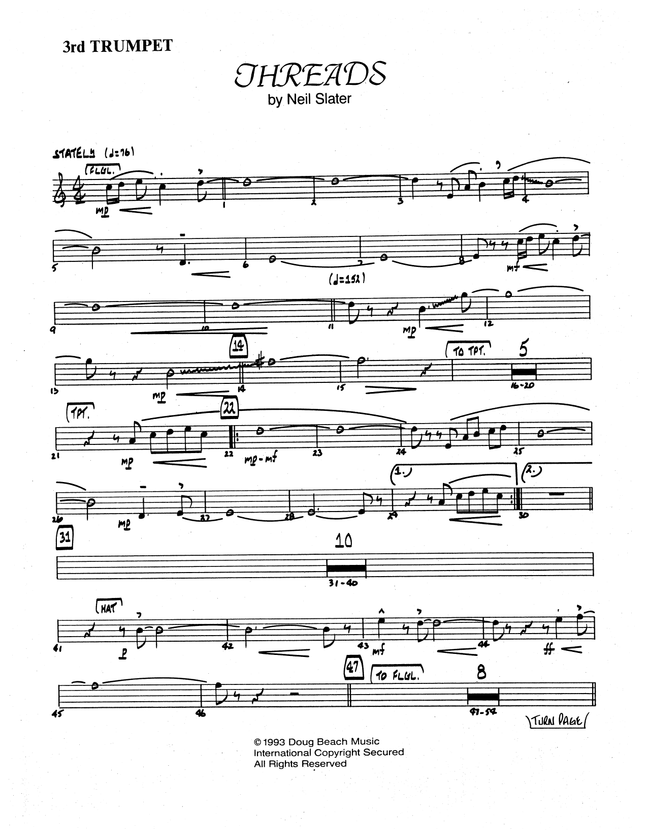 Download Neil Slater Threads - 3rd Bb Trumpet Sheet Music