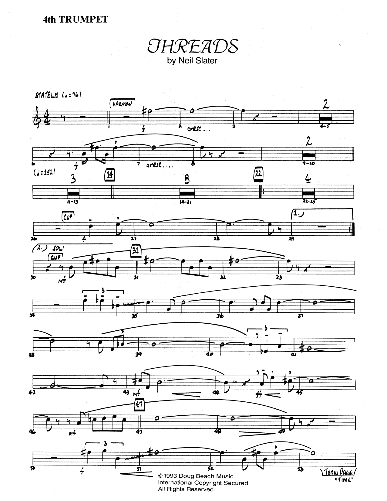 Download Neil Slater Threads - 4th Bb Trumpet Sheet Music