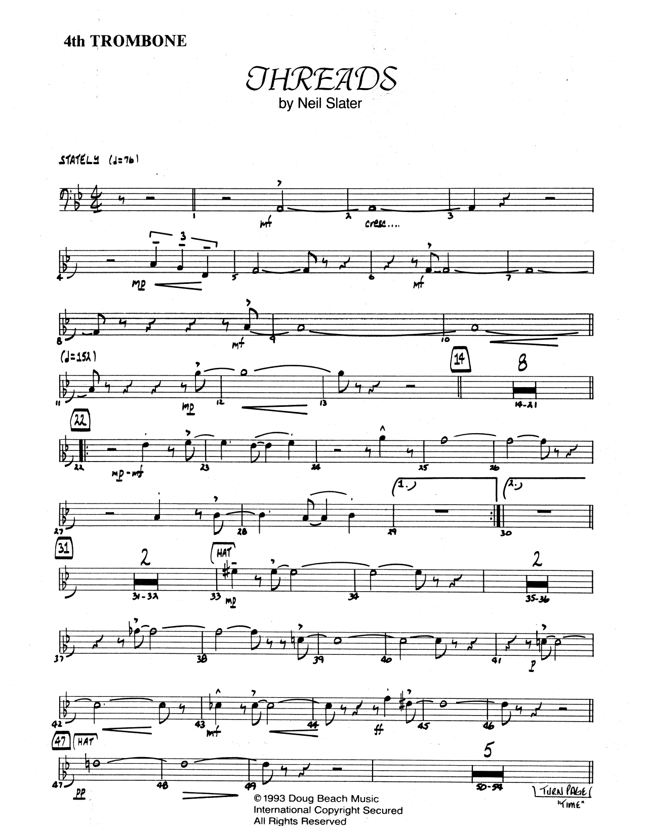 Download Neil Slater Threads - 4th Trombone Sheet Music