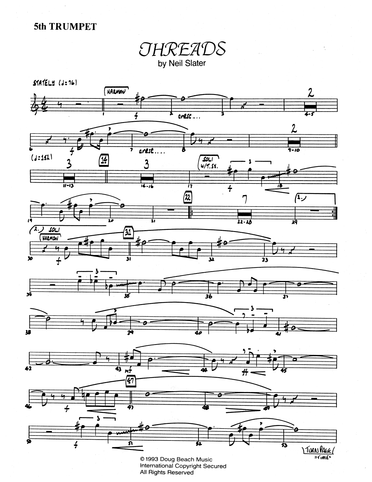 Download Neil Slater Threads - 5th Bb Trumpet Sheet Music