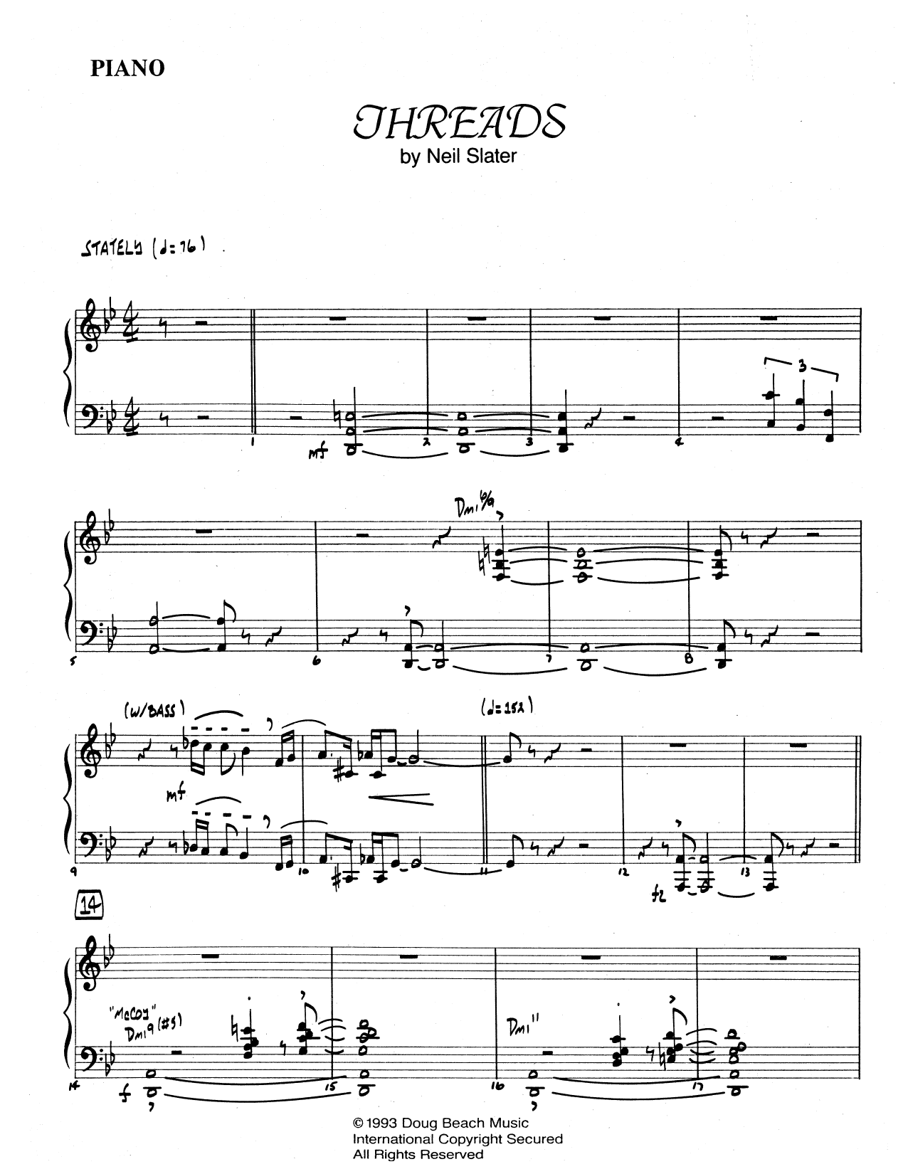 Download Neil Slater Threads - Piano Sheet Music