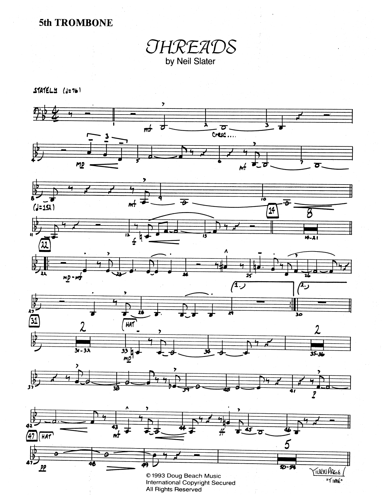 Download Neil Slater Threads - Trombone 5 Sheet Music