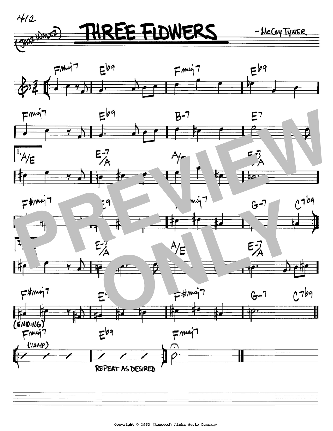 Download McCoy Tyner Three Flowers Sheet Music