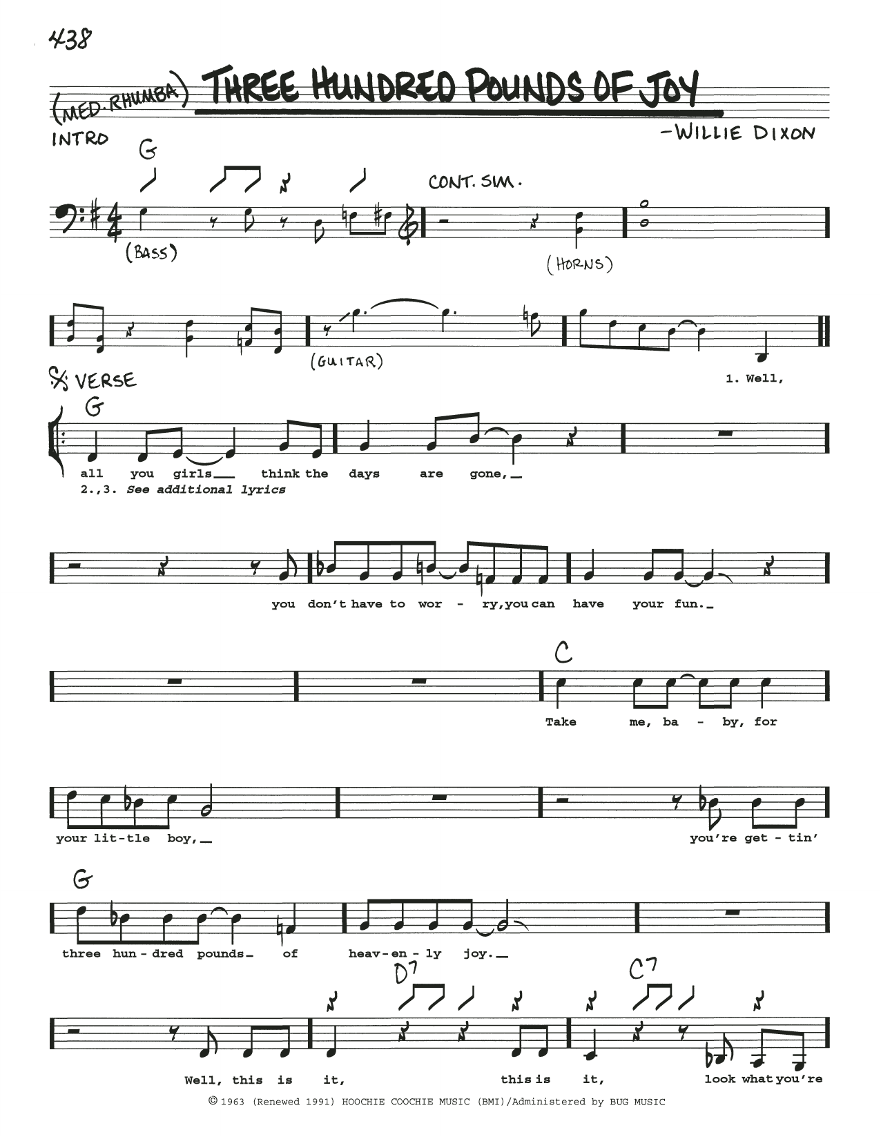 Download Willie Dixon Three Hundred Pounds Of Joy Sheet Music