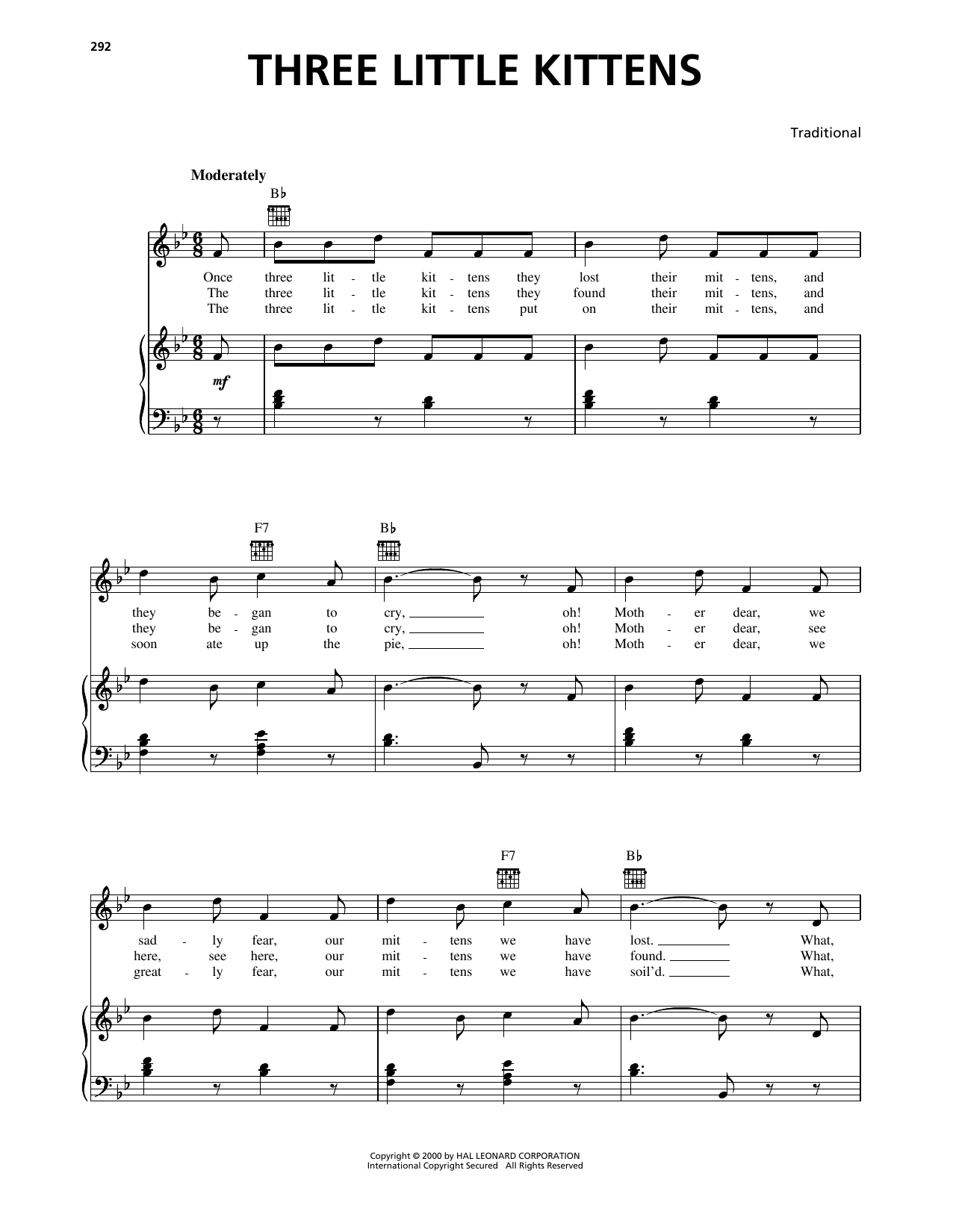 Download Traditional Three Little Kittens Sheet Music