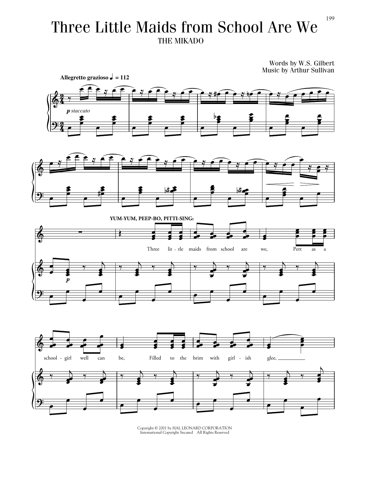 Gilbert & Sullivan Three Little Maids sheet music notes printable PDF score