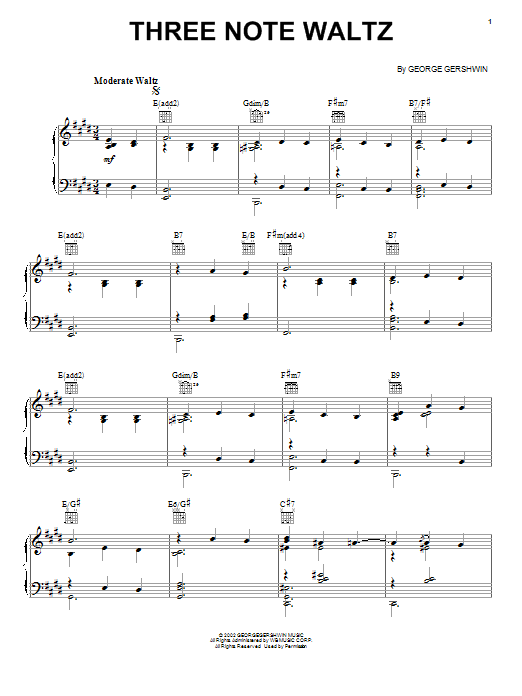 Download George Gershwin Three Note Waltz Sheet Music