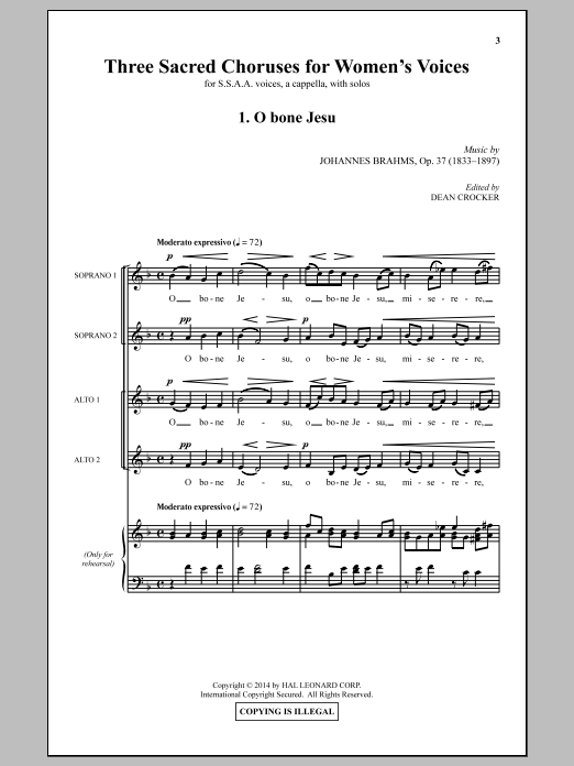 Download Dean Crocker Three Sacred Choruses For Women's Voice Sheet Music