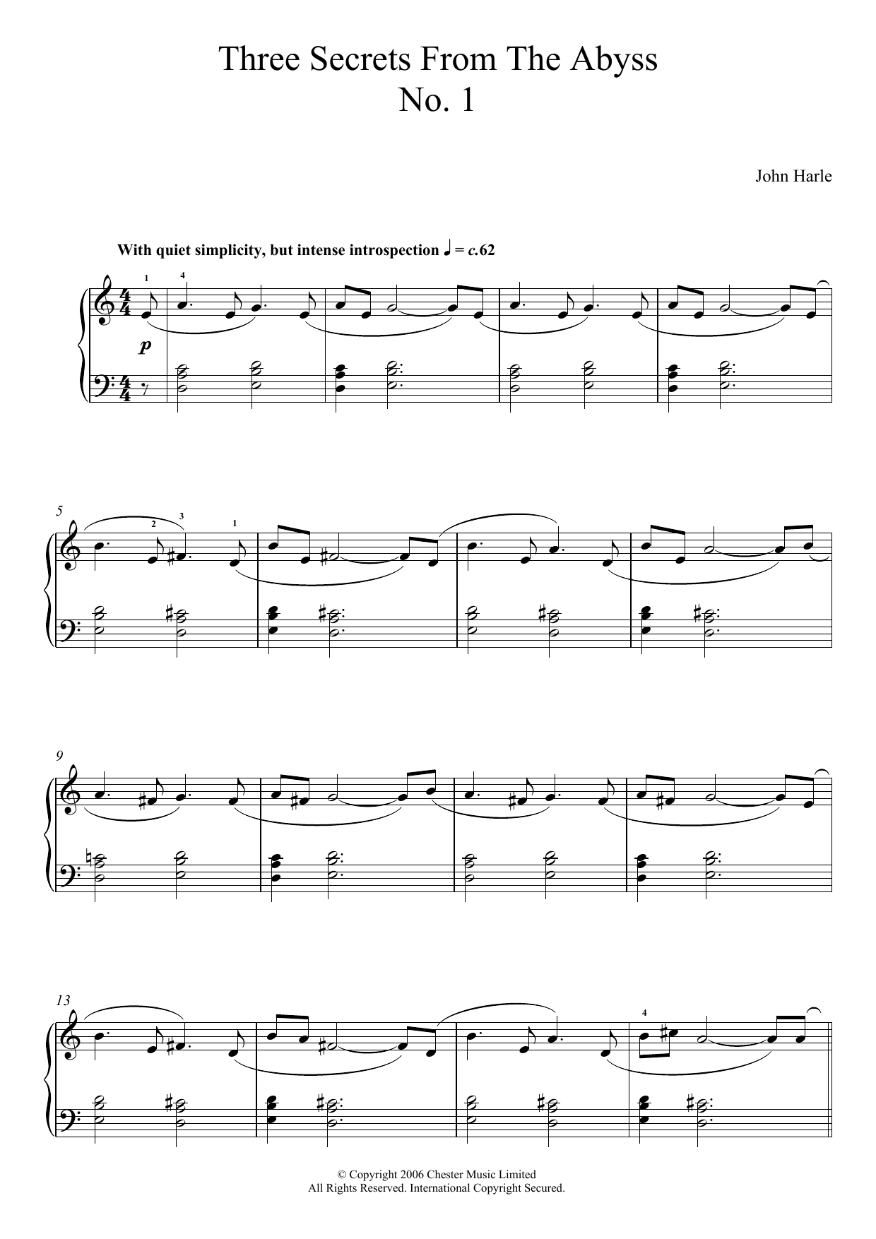 Download John Harle Three Secrets From The Abyss - No. 1 Sheet Music
