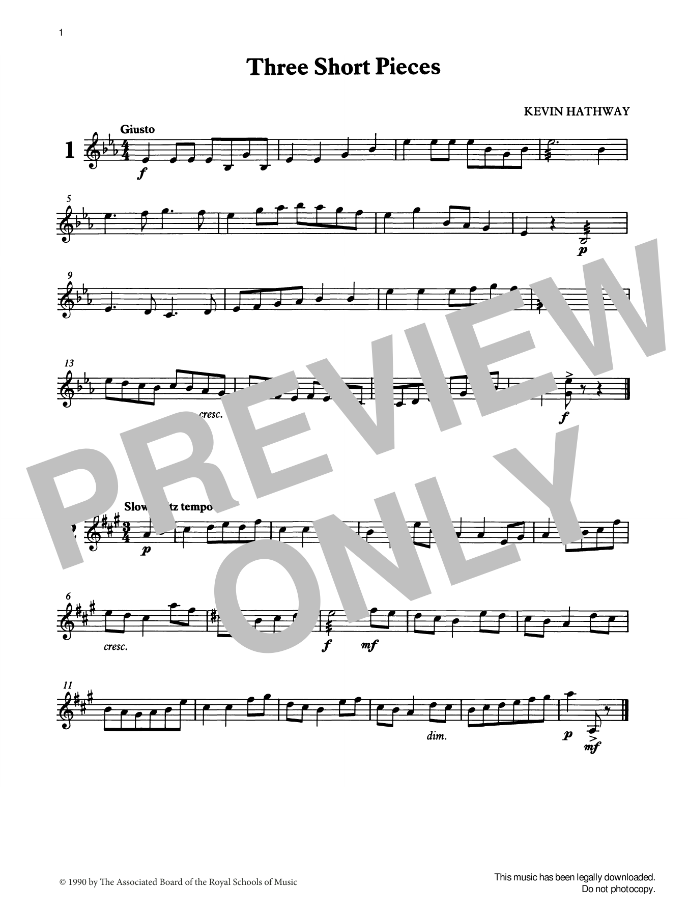 Download Ian Wright and Kevin Hathaway Three Short Pieces from Graded Music fo Sheet Music