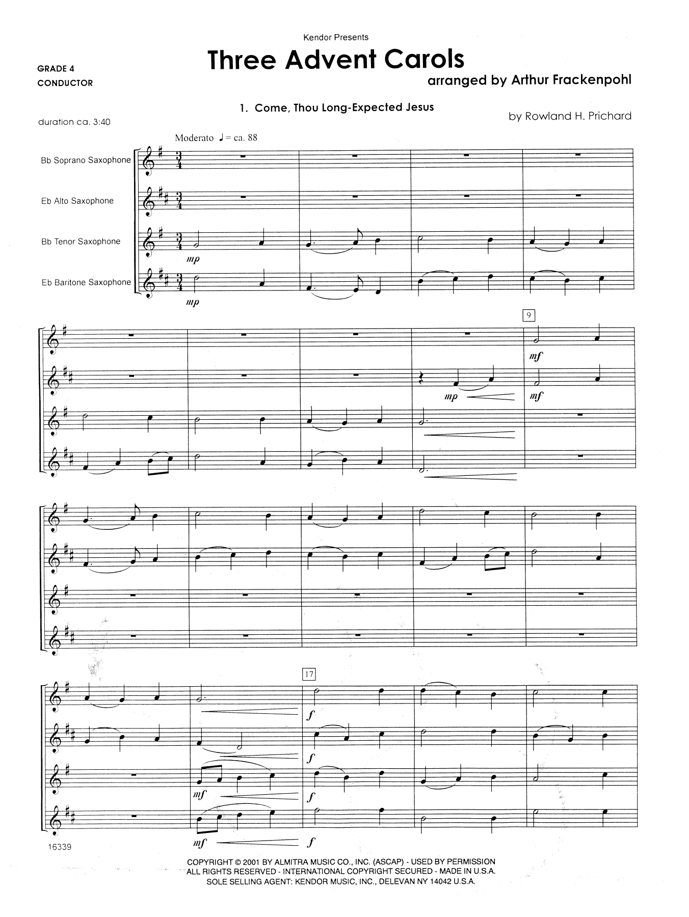 Download Arthur Frackenpohl Three Advent Carols - Full Score Sheet Music