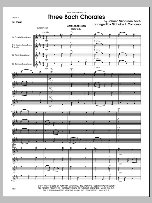 Download Contorno Three Bach Chorales - Full Score Sheet Music