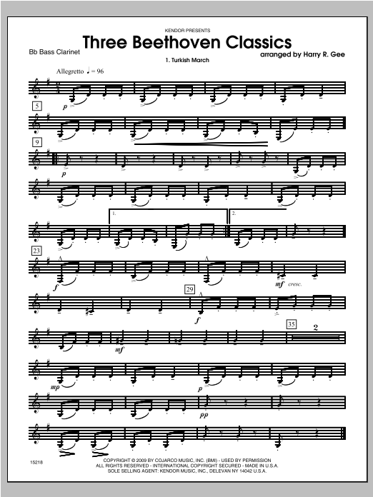 Download Gee Three Beethoven Classics - Bass Clarine Sheet Music