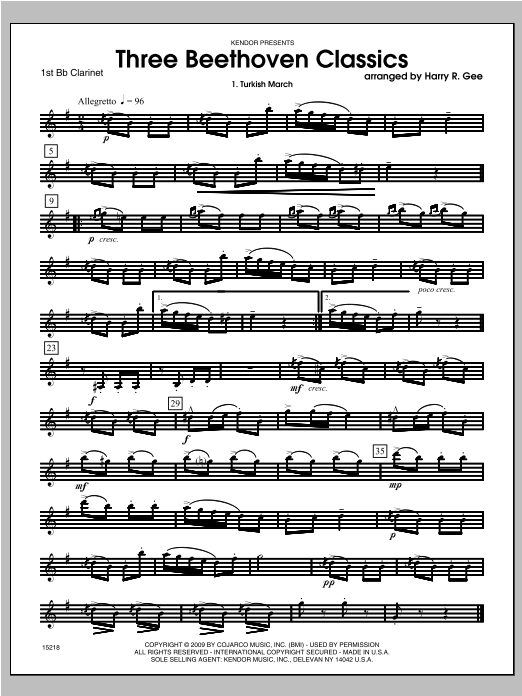Download Gee Three Beethoven Classics - Clarinet 1 Sheet Music