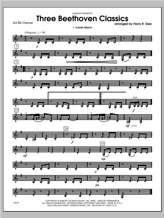 Download Gee Three Beethoven Classics - Clarinet 3 Sheet Music