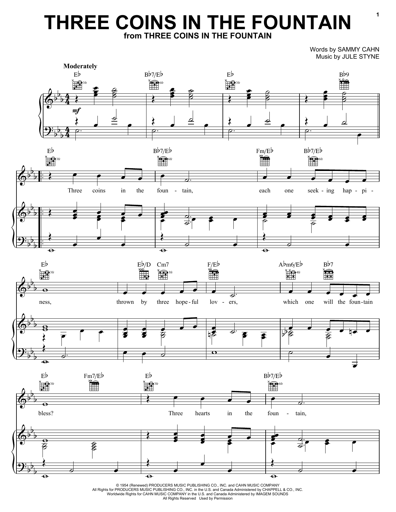 Download Frank Sinatra Three Coins In The Fountain Sheet Music