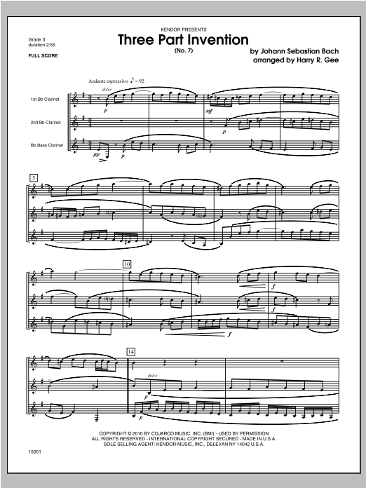 Download Gee Three Part Invention (No. 7) - Full Sco Sheet Music