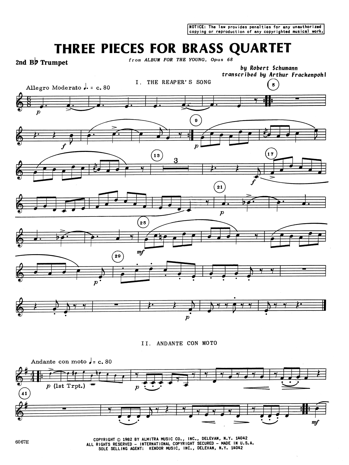 Download Arthur Frankenpohl Three Pieces for Brass Quartet - 2nd Bb Sheet Music
