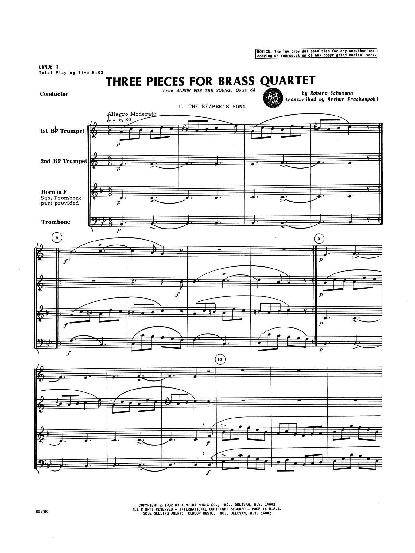 Download Arthur Frankenpohl Three Pieces for Brass Quartet - Full S Sheet Music