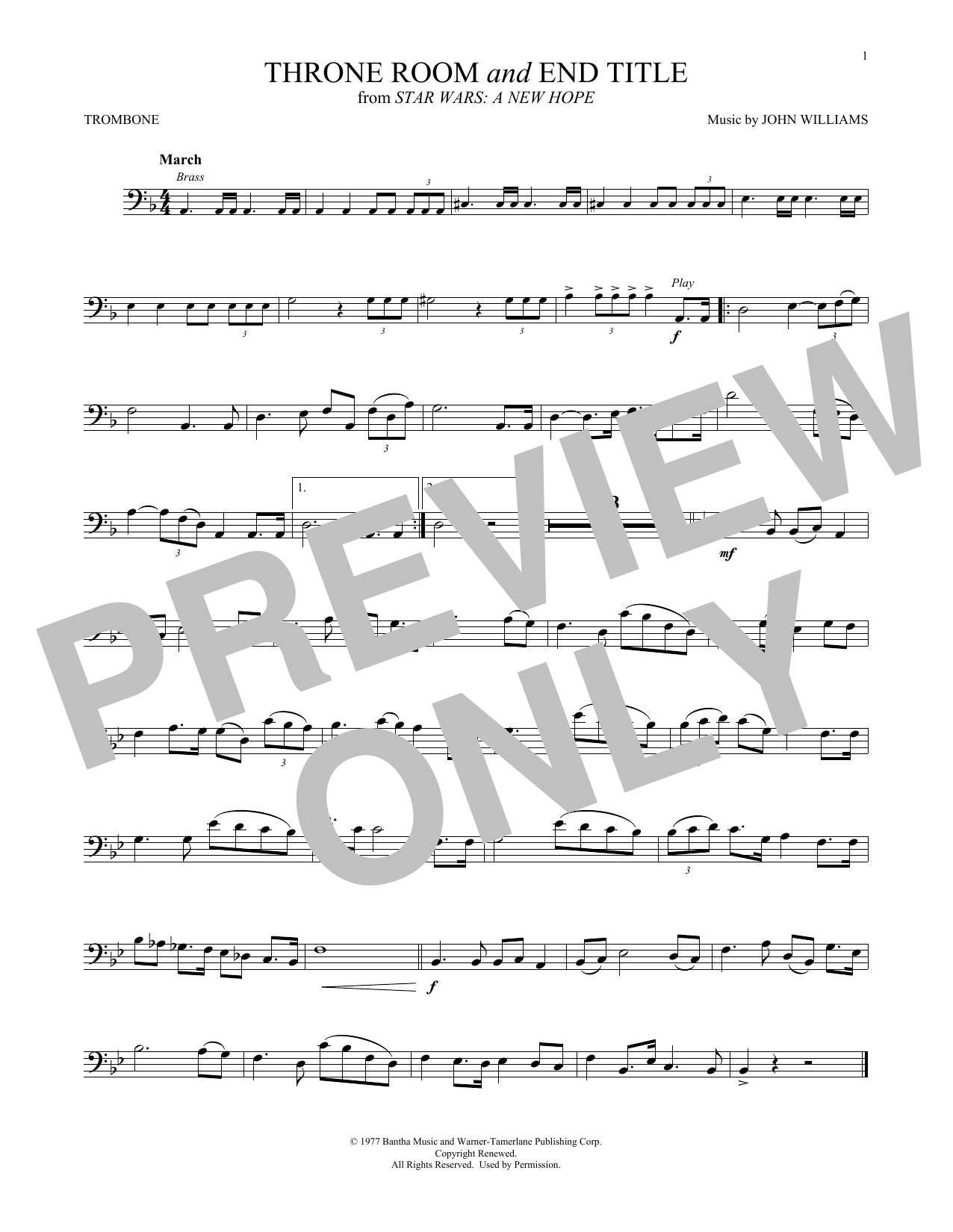 Download John Williams Throne Room and End Title (from Star Wa Sheet Music