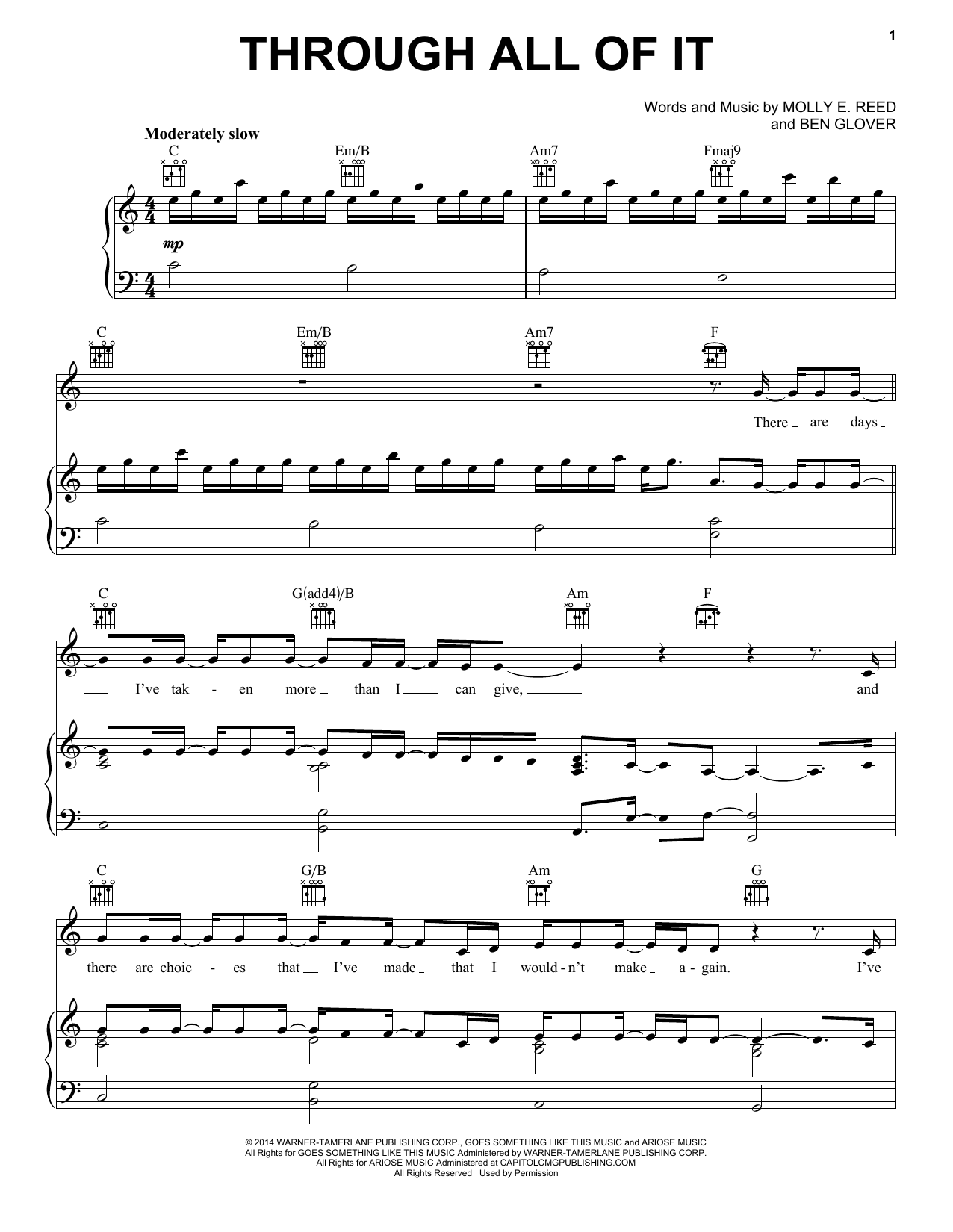Download Colton Dixon Through All Of It Sheet Music