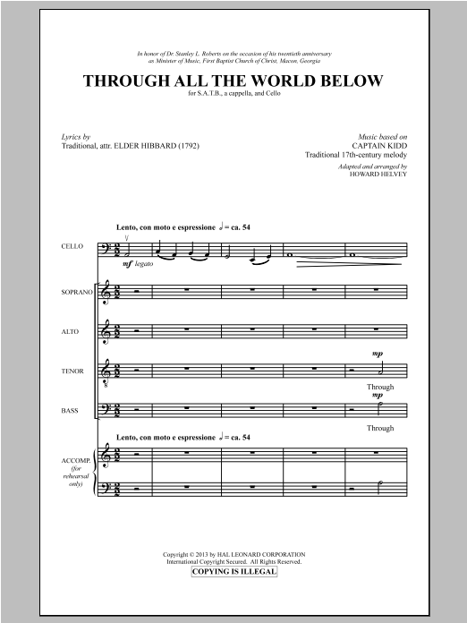 Download Howard Helvey Through All The World Below Sheet Music