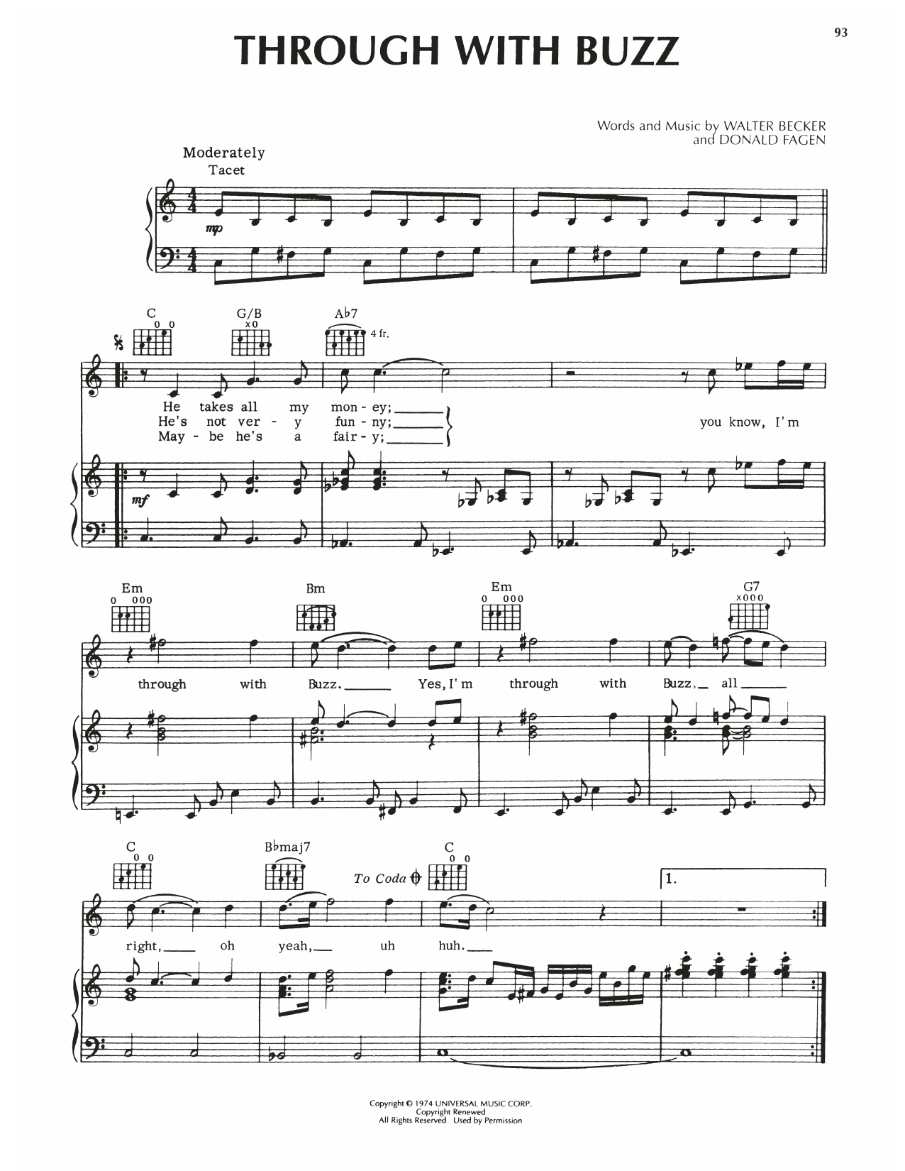 Download Steely Dan Through With Buzz Sheet Music