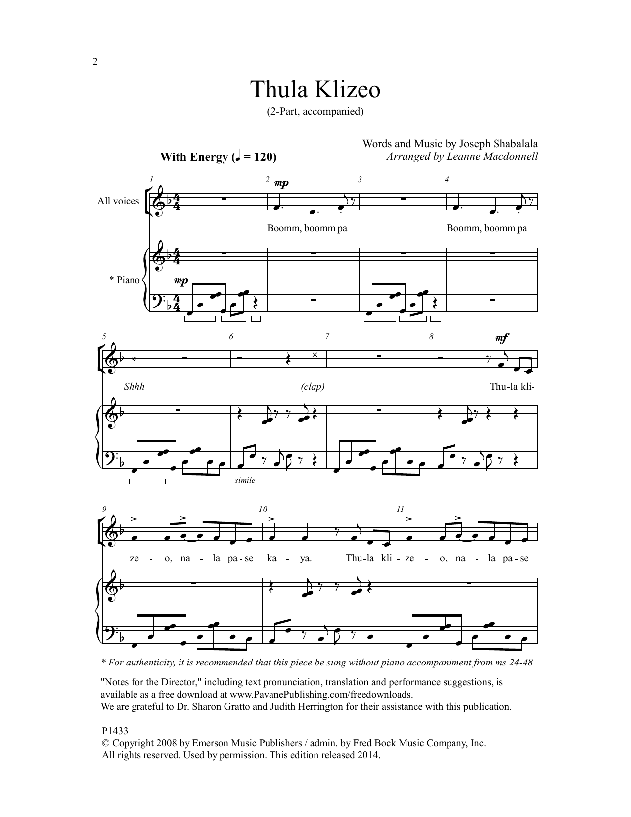 Download Leanne Macdonnell Thula Klizeo Sheet Music