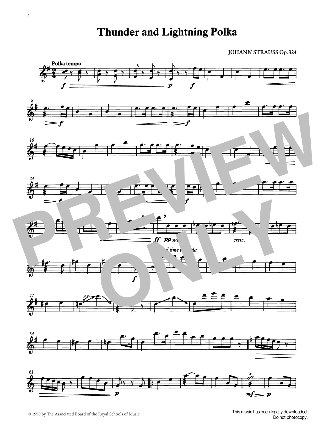 Download Johann Strauss II Thunder and Lightning Polka from Graded Sheet Music
