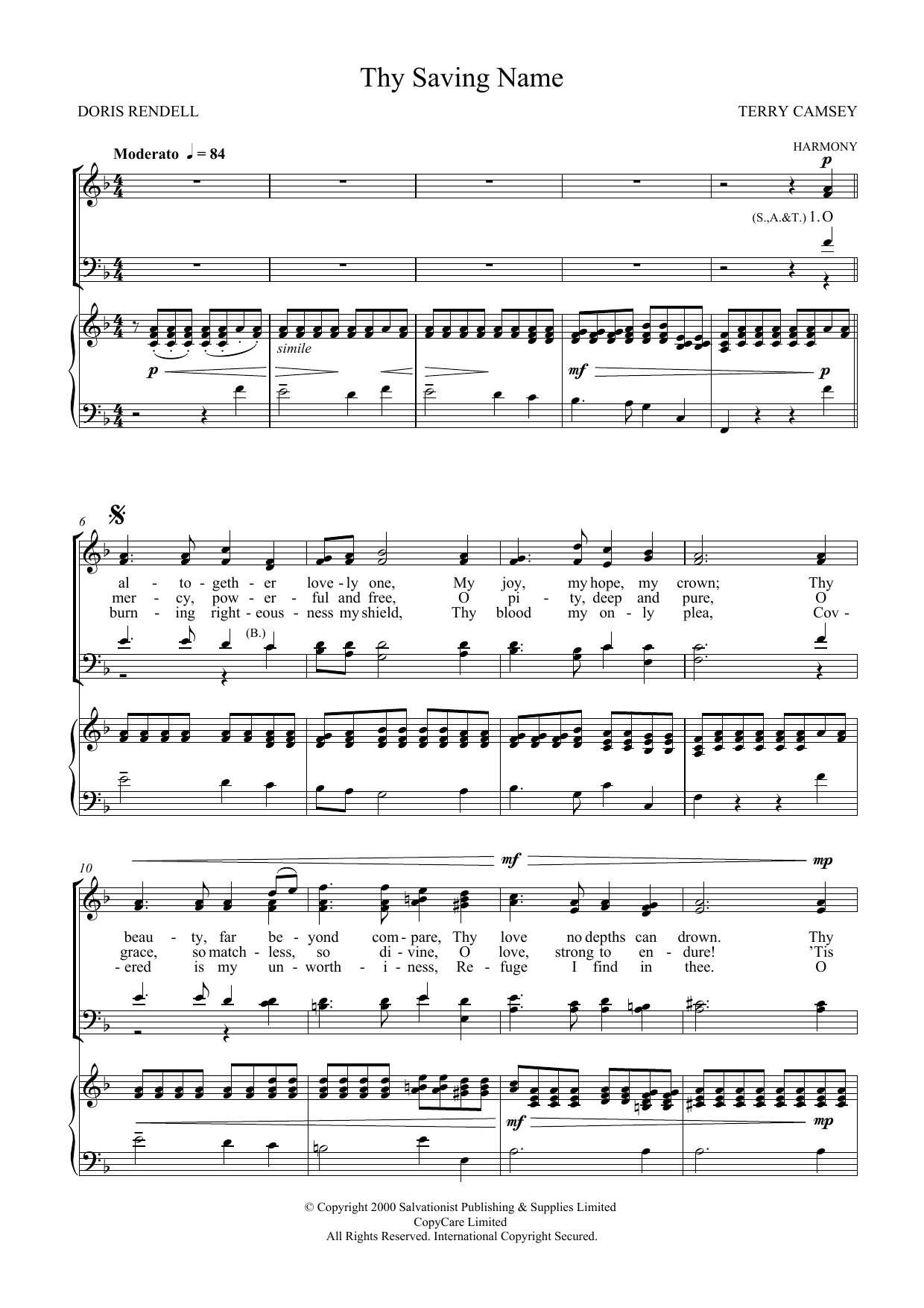 Download The Salvation Army Thy Saving Name Sheet Music