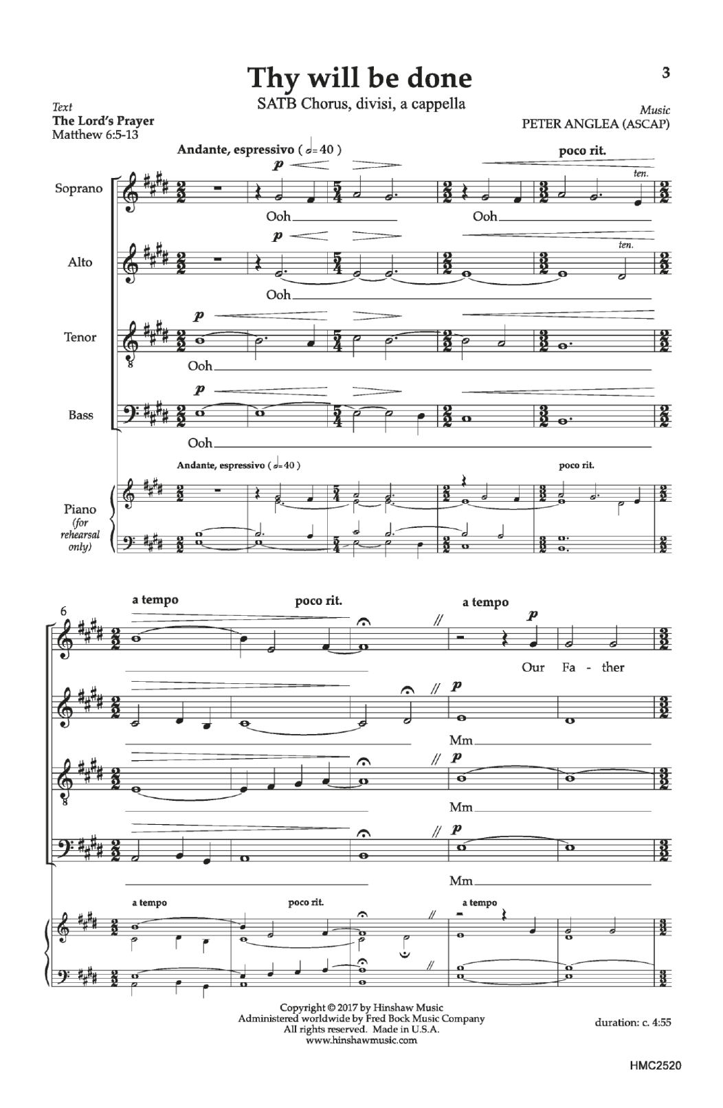 Download Peter Anglea Thy Will Be Done Sheet Music