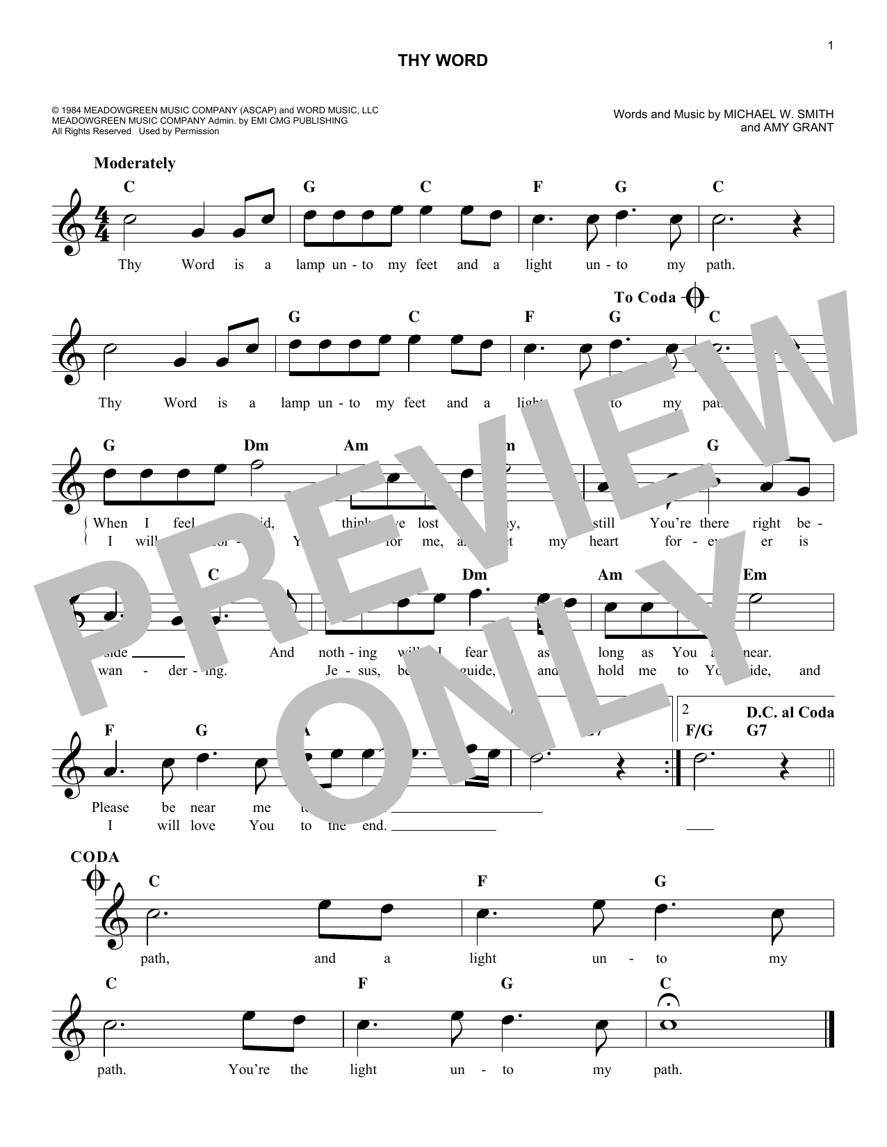 Download Amy Grant Thy Word Sheet Music