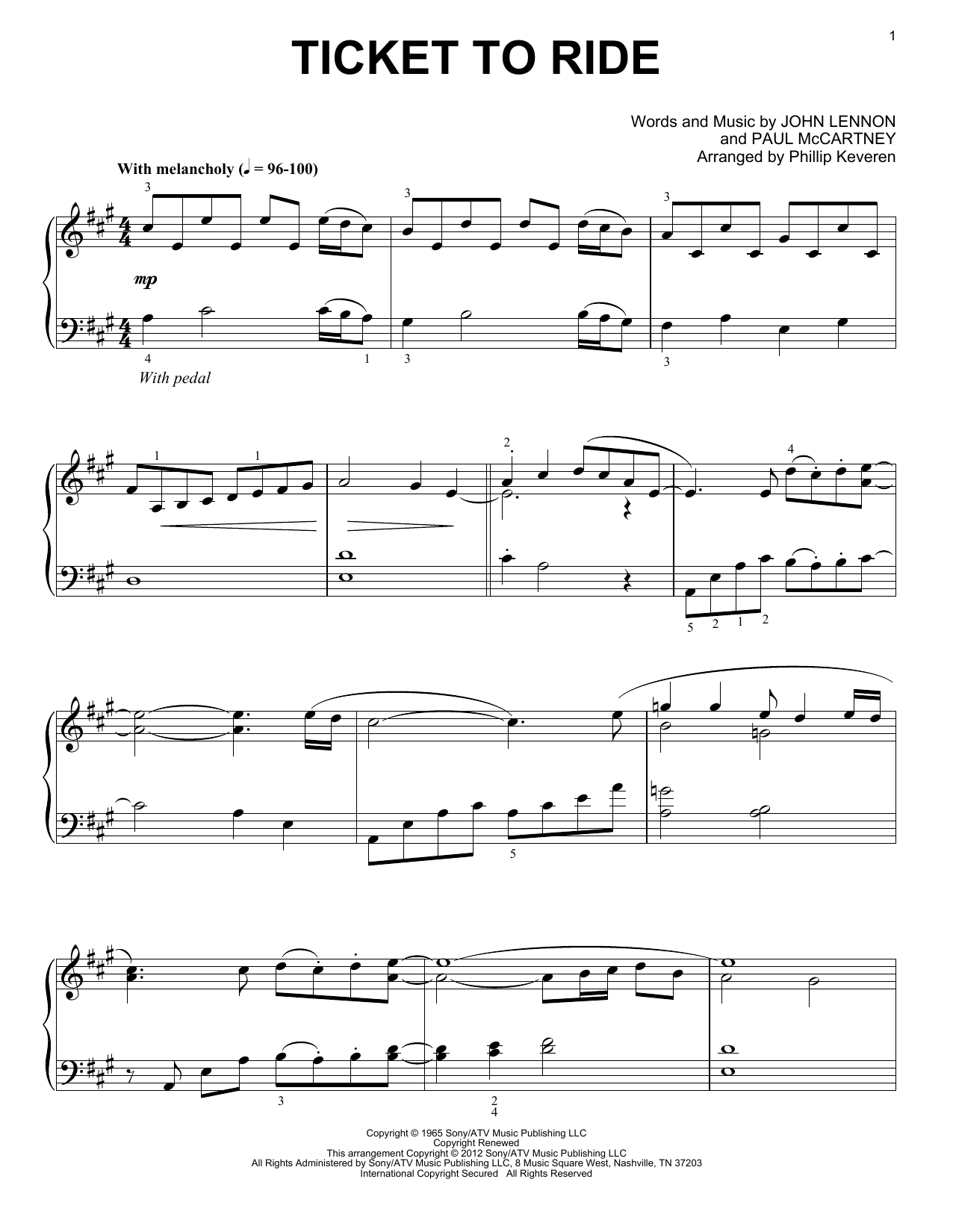 Download The Beatles Ticket To Ride [Classical version] (arr Sheet Music