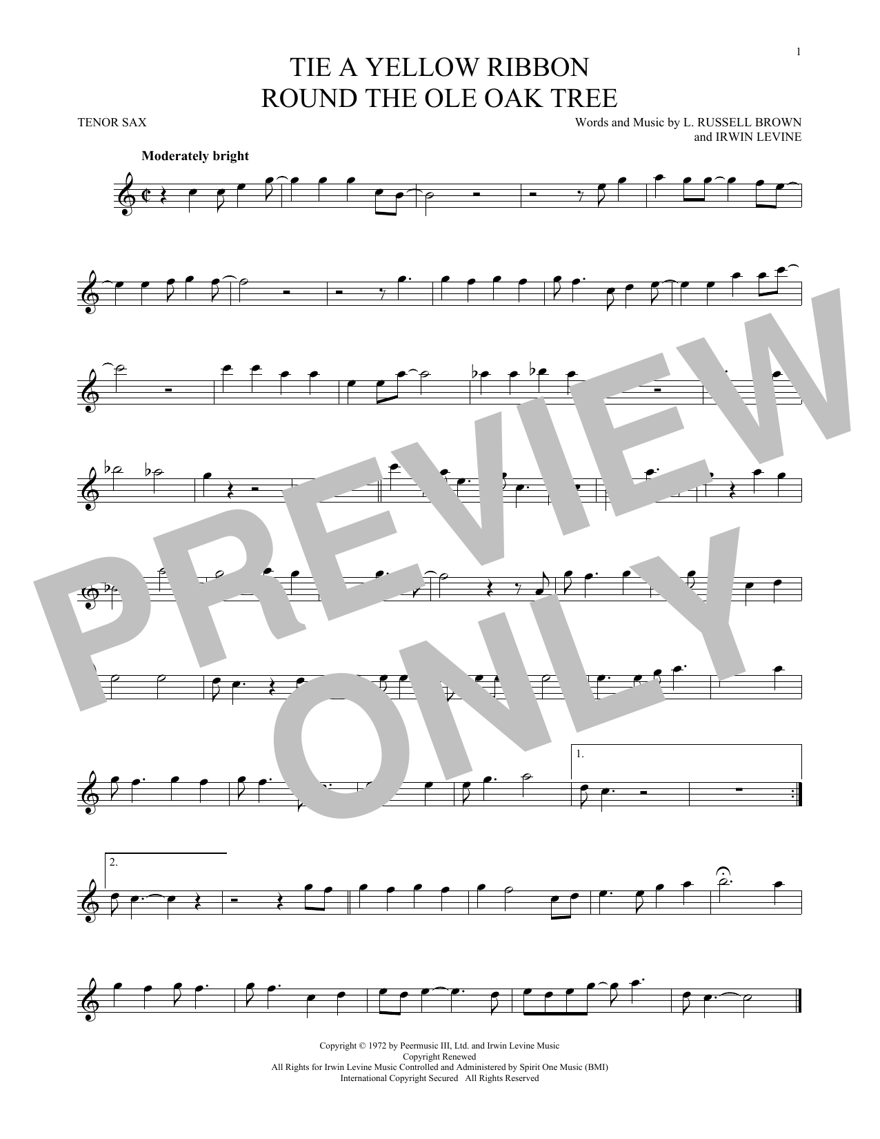 Download Dawn featuring Tony Orlando Tie A Yellow Ribbon Round The Ole Oak T Sheet Music