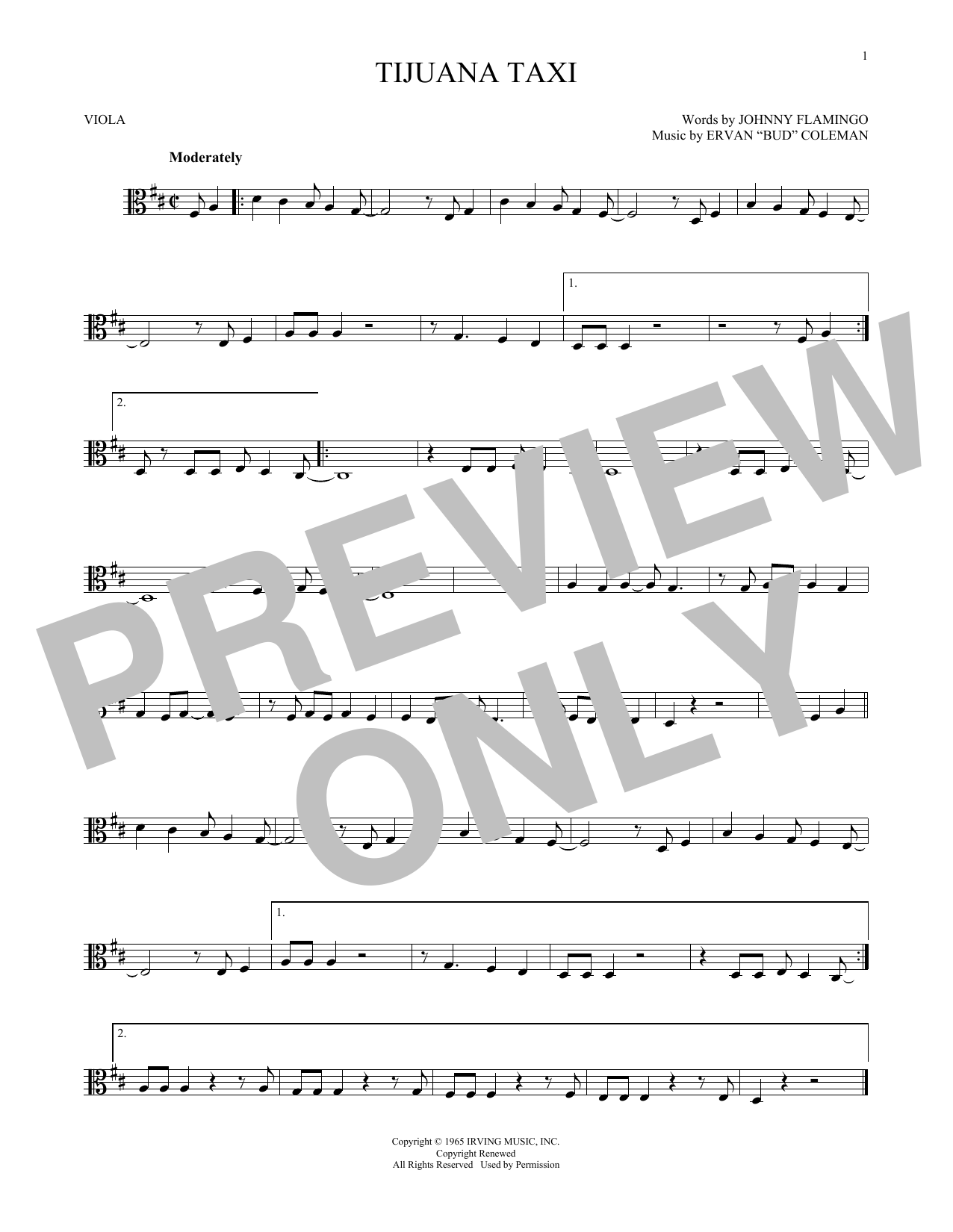 Download Herb Alpert & The Tijuana Brass Band Tijuana Taxi Sheet Music