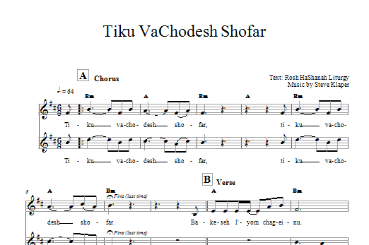 Download Steve Klaper Tiku VaChodesh Shofar Sheet Music
