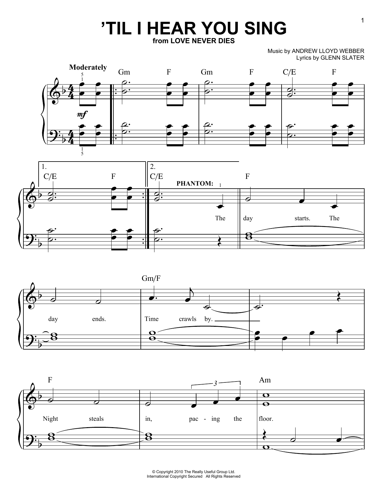 Download Andrew Lloyd Webber 'Til I Hear You Sing Sheet Music