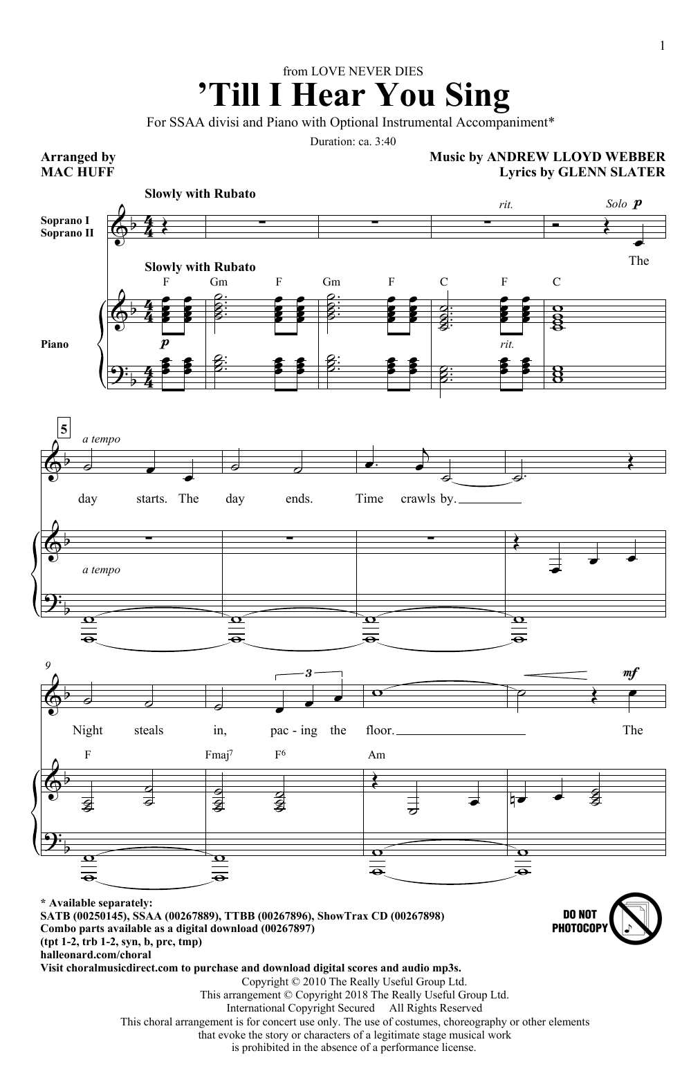 Download Andrew Lloyd Webber 'Til I Hear You Sing (arr. Mac Huff) Sheet Music