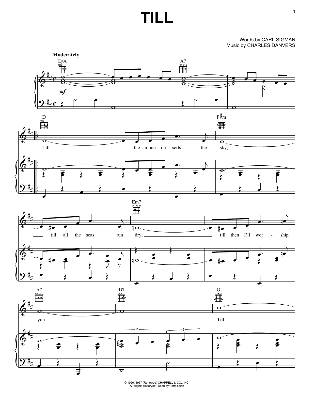 Carl Sigman Till sheet music notes printable PDF score