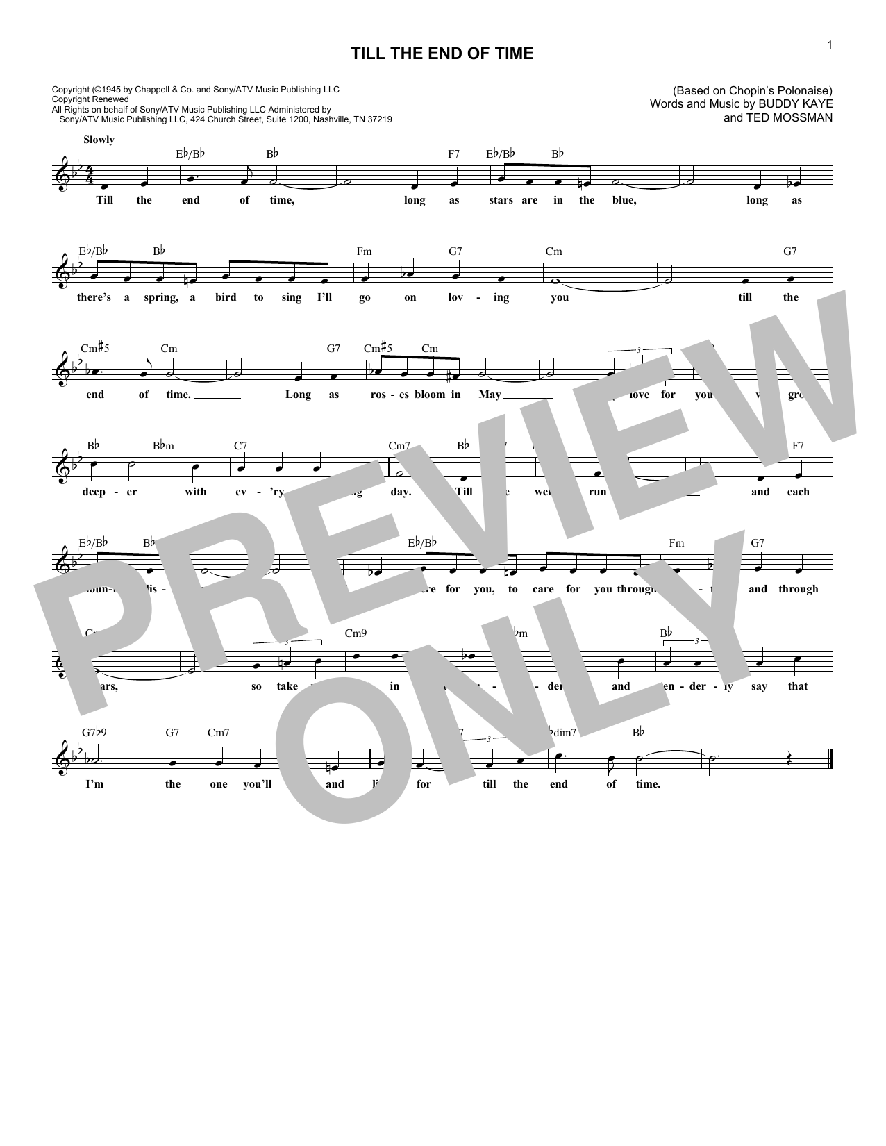 Download Buddy Kaye Till The End Of Time Sheet Music
