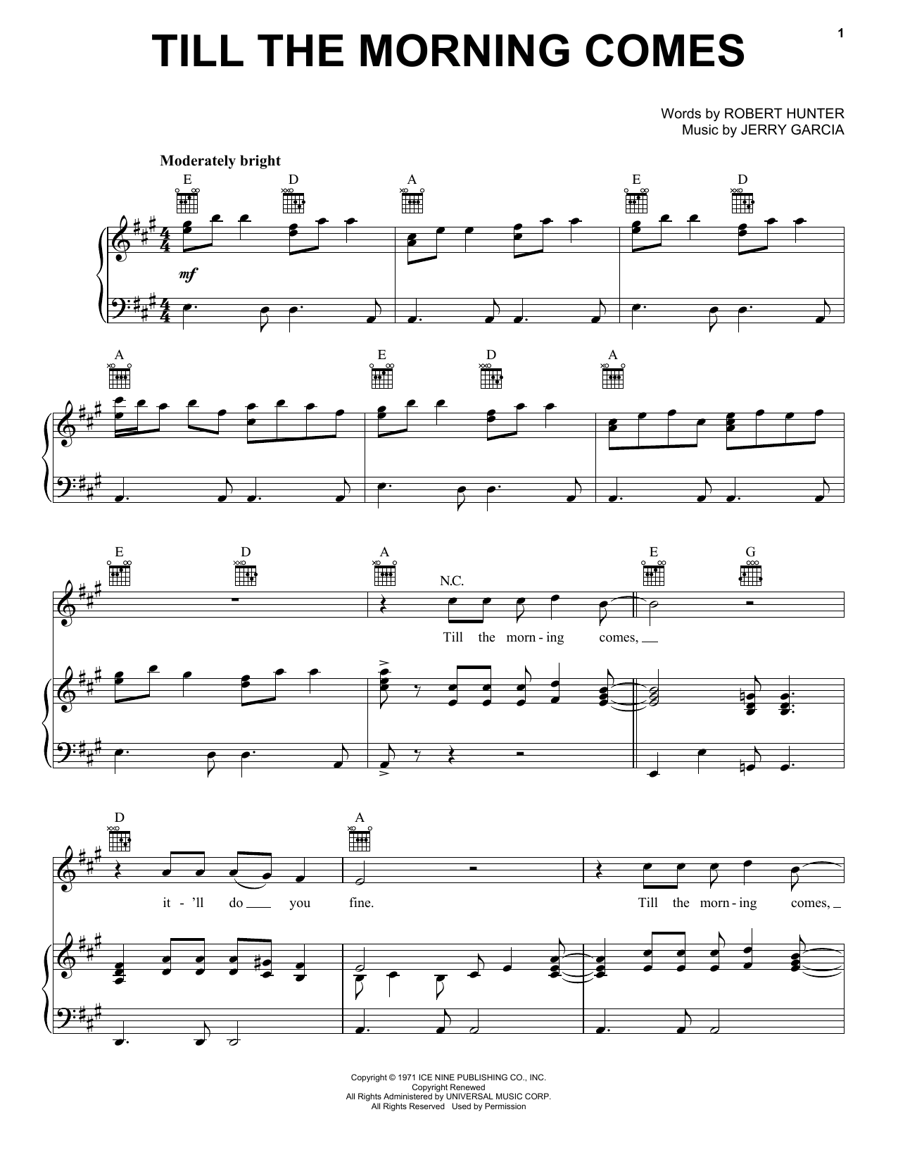 Download Grateful Dead Till The Morning Comes Sheet Music