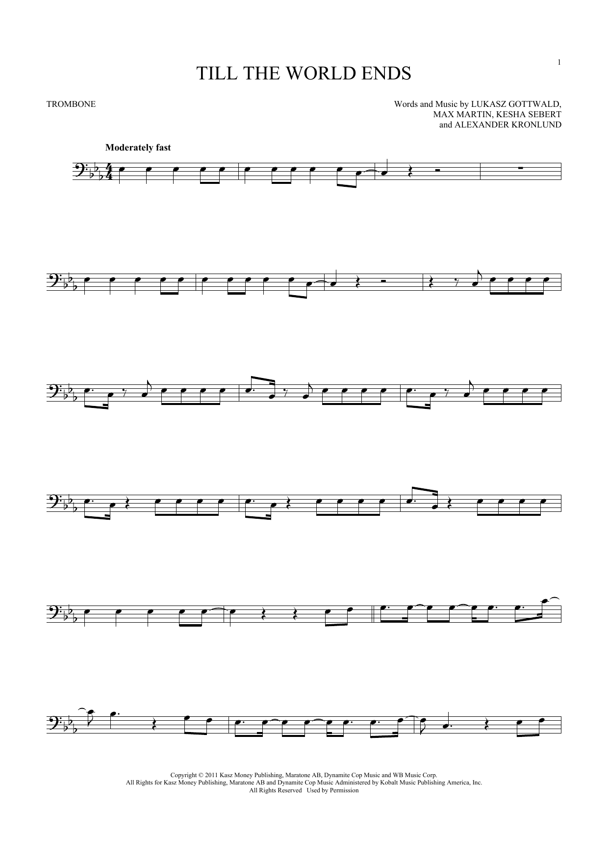 Download Britney Spears Till The World Ends Sheet Music