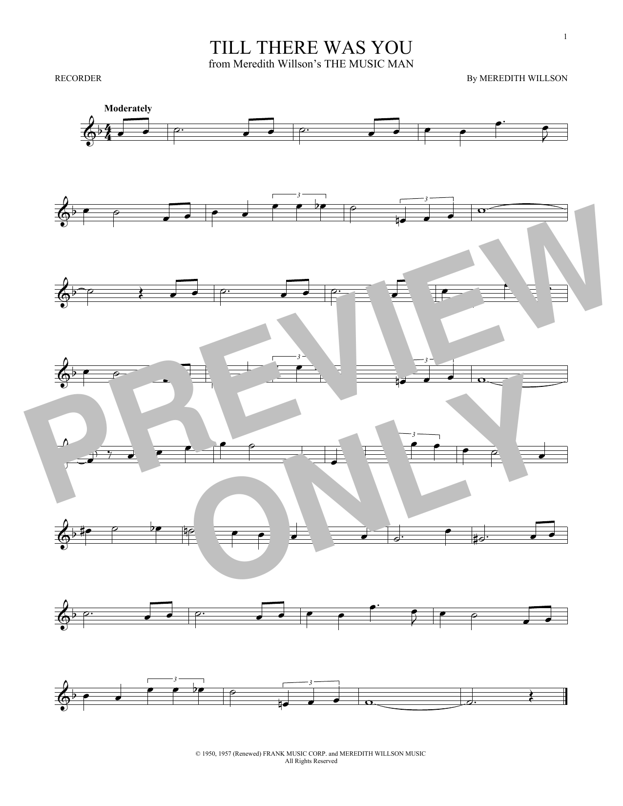 Download Meredith Willson Till There Was You (from The Music Man) Sheet Music