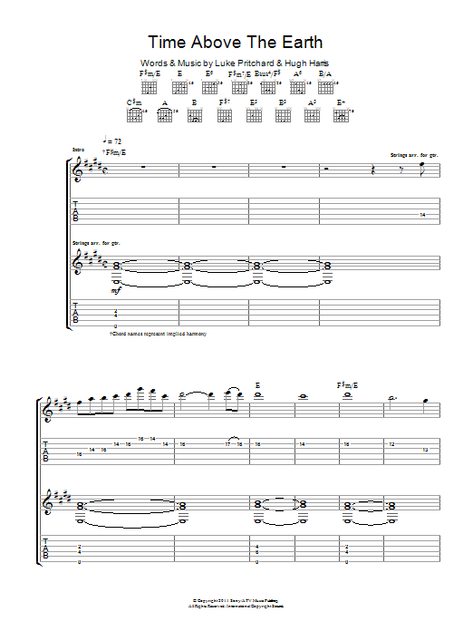 Download The Kooks Time Above The Earth Sheet Music