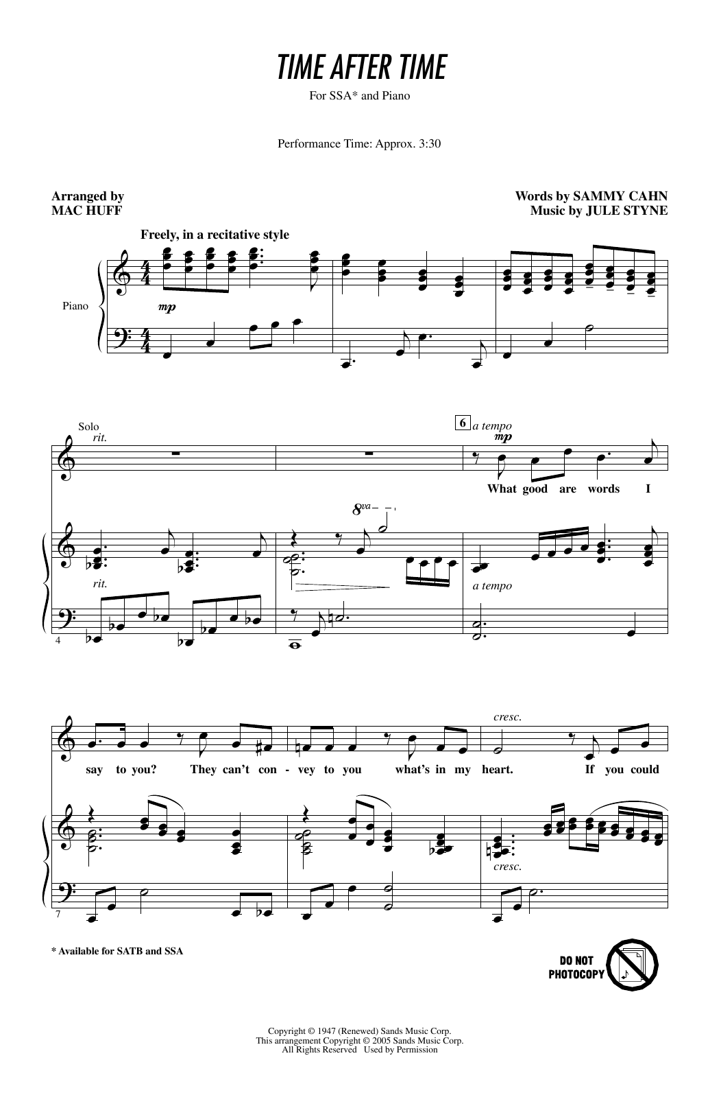 Download Frank Sinatra Time After Time (arr. Mac Huff) Sheet Music