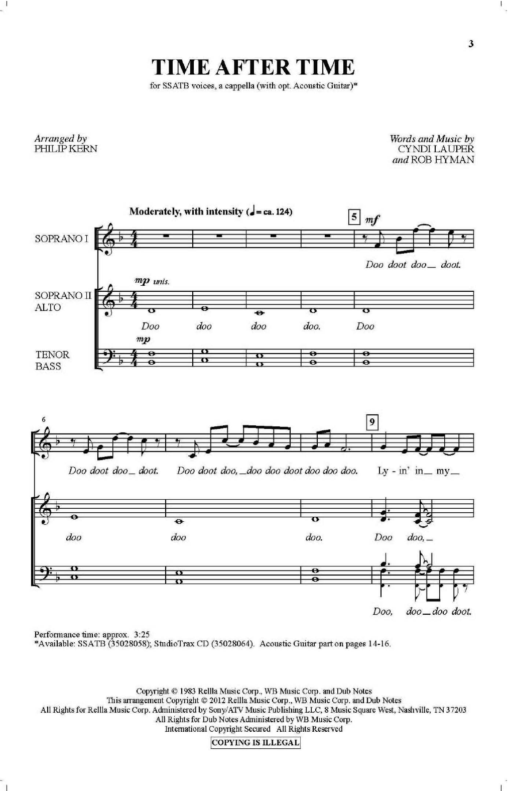 Download Cyndi Lauper Time After Time (arr. Philip Kern) Sheet Music