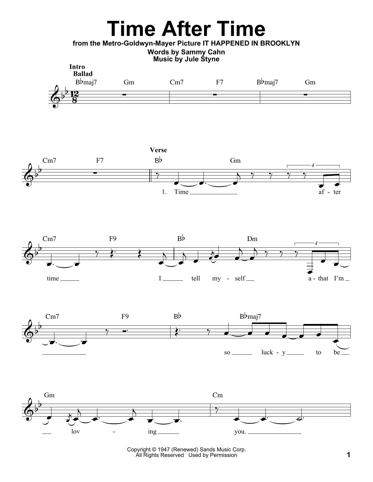 Download Sammy Cahn Time After Time Sheet Music