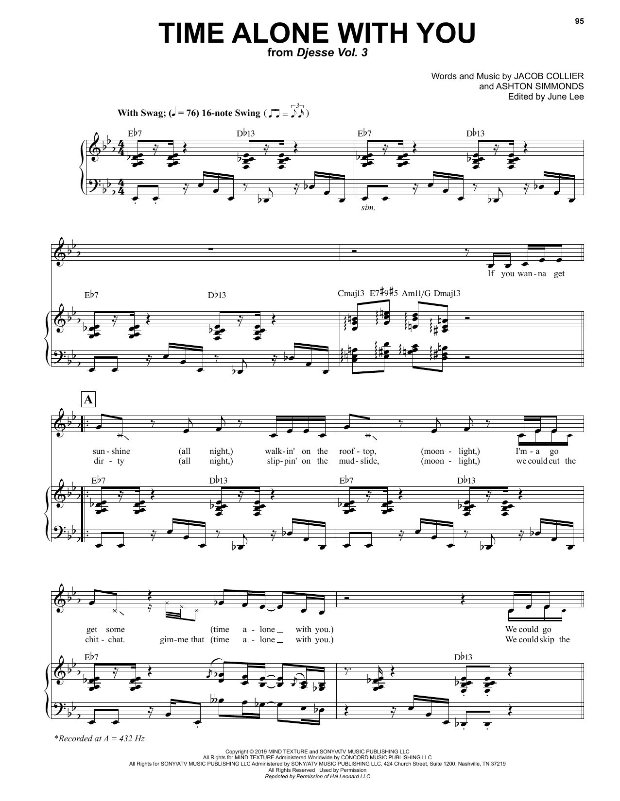 Jacob Collier Time Alone With You (feat. Daniel Caesar) sheet music notes printable PDF score