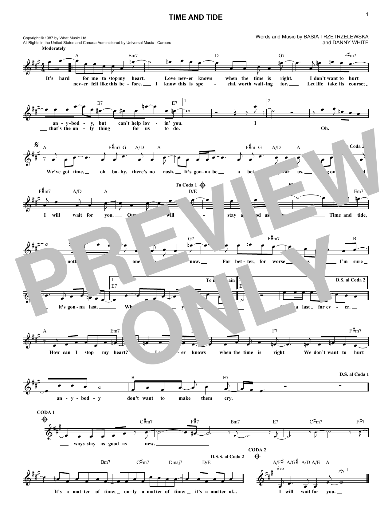 Download Basia Time And Tide Sheet Music